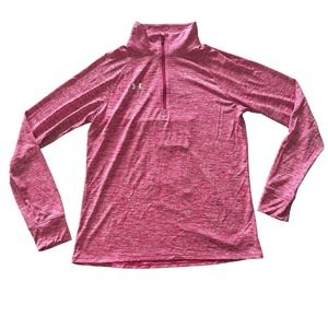 Under Armour Women's Size M Pink Quarter‎ Zip Dance Heather Long Sleeve HeatGear